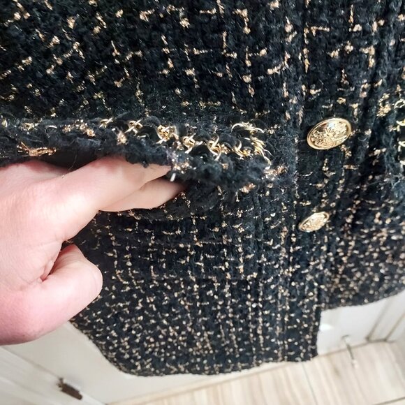 Cinq a Sept Sasha Black Gold Tweed Blazer Mini Dress - Picture 7 of 10